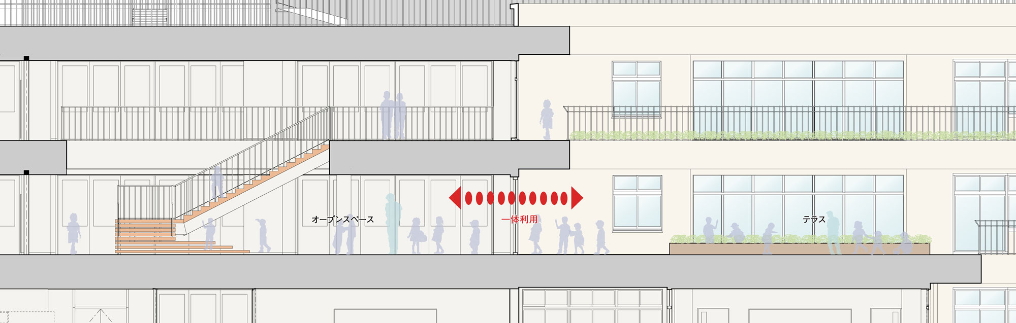 計画_04_断面｜オープンスペース