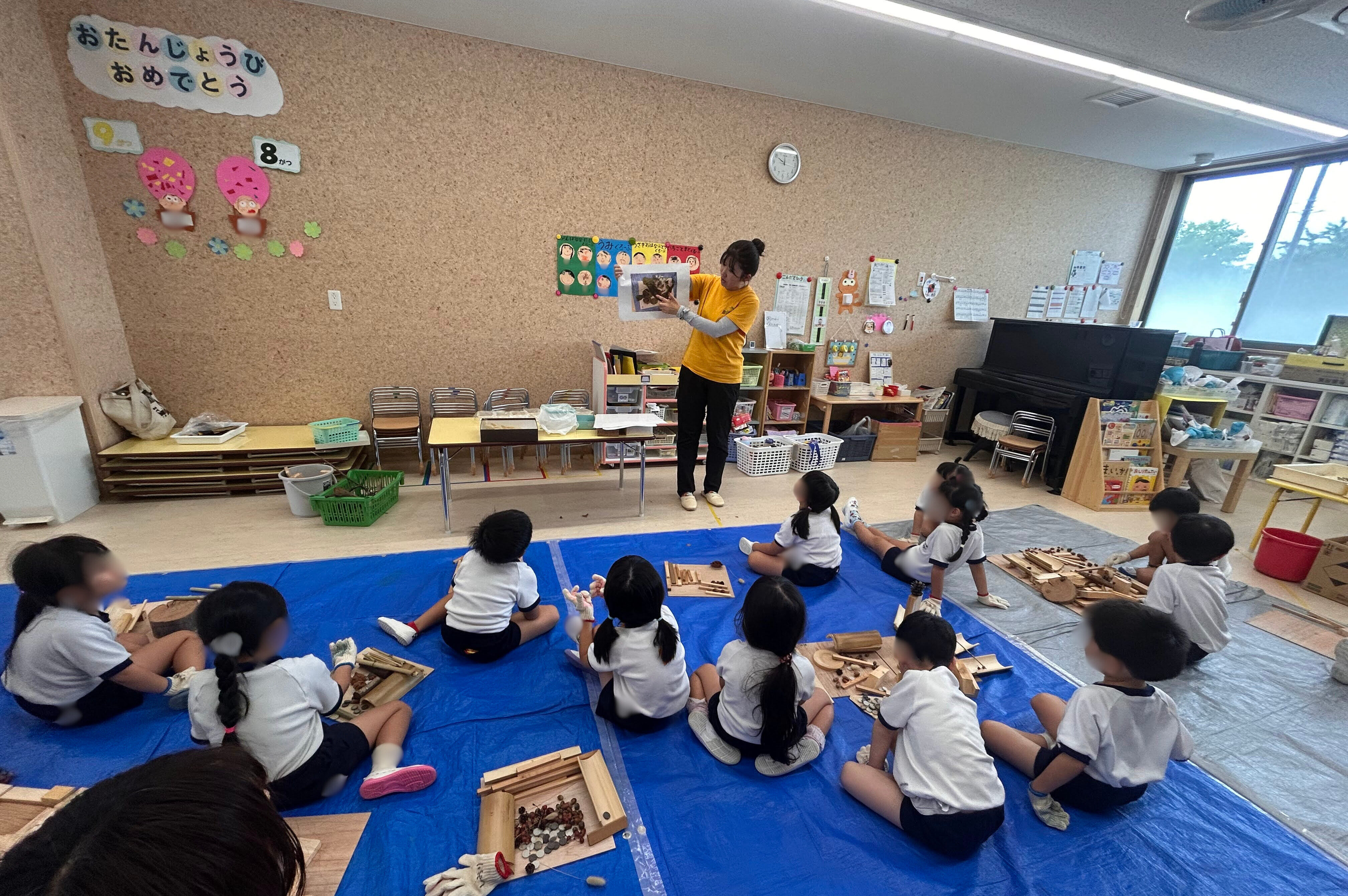 宇陀市内こども園保育園での初日の様子